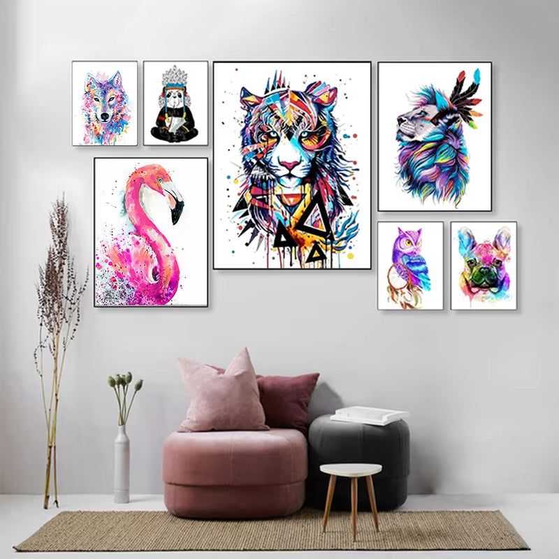 40X50Cm Frameless Painting by Numbers Animals on Canvas Pictures by Numbers Home Decoration DIY Minimalism Style